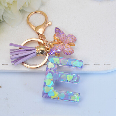 Sladký AZ písmenový prívesok na kľúče z živice, módne srdce, flitrové iniciály, prívesky na kľúče, taška, prívesok, ozdoba, držiak na kľúče od auta, doplnky, ozdoba