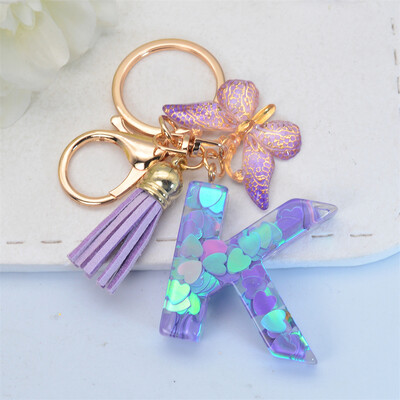 Sladký AZ písmenový prívesok na kľúče z živice, módne srdce, flitrové iniciály, prívesky na kľúče, taška, prívesok, ozdoba, držiak na kľúče od auta, doplnky, ozdoba