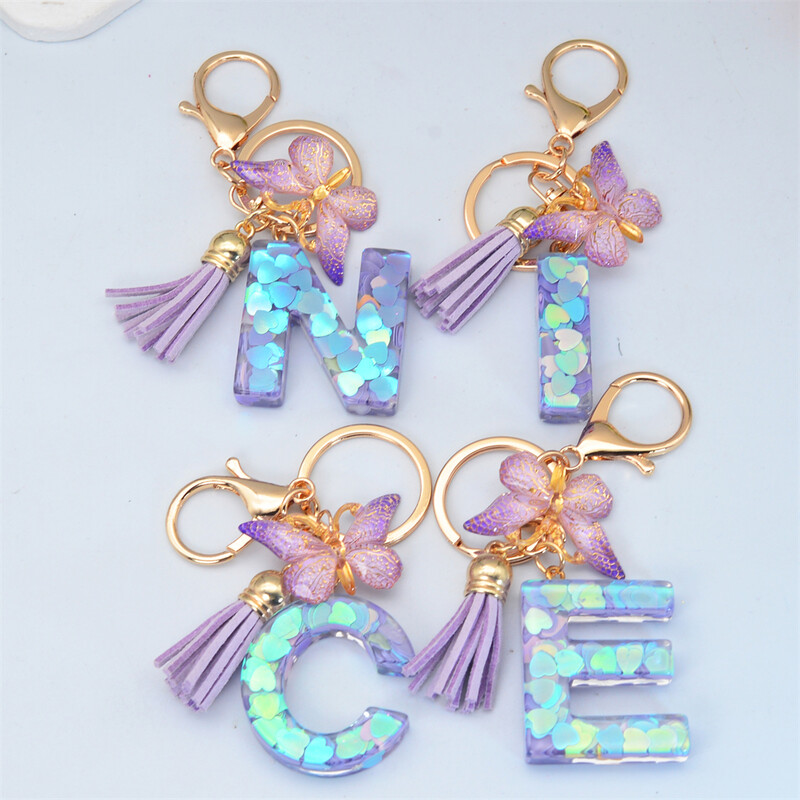 Sladký AZ písmenový prívesok na kľúče z živice, módne srdce, flitrové iniciály, prívesky na kľúče, taška, prívesok, ozdoba, držiak na kľúče od auta, doplnky, ozdoba