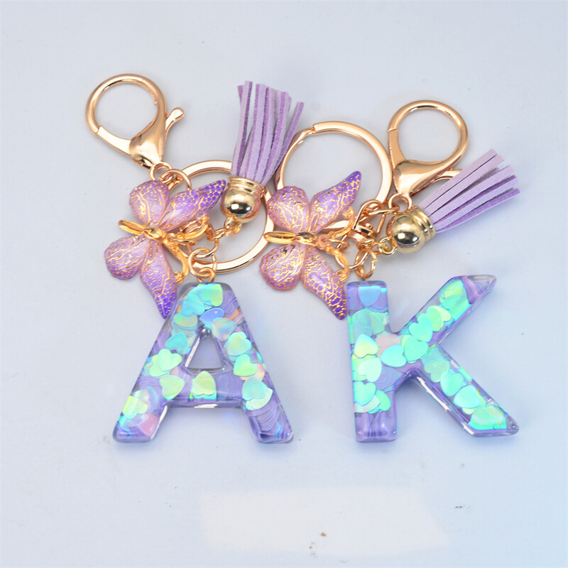 Sladký AZ písmenový prívesok na kľúče z živice, módne srdce, flitrové iniciály, prívesky na kľúče, taška, prívesok, ozdoba, držiak na kľúče od auta, doplnky, ozdoba