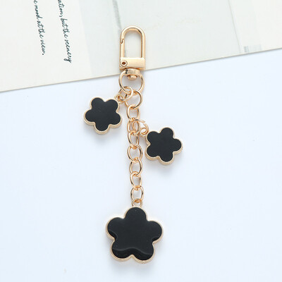 Breloc cu flori cu smalț de culoare proaspătă, de modă, pentru femei, fete, dulci, dublă parte, lanț de chei cu flori pentru geantă, bijuterii cu pandantiv pentru chei de mașină