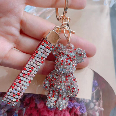 Creative Deimantinis meškiukas Automobilinis raktų pakabukas rankų darbo prabangus raktų pakabukas kalnų krištolo raktų pakabukas Krepšys Pakabukas Lėlės mergaitės dovanų pakabukas