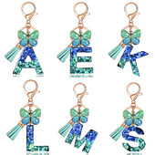 Privjesak s abecedom od smole sa šljokicama Leptir i šarm Poklon za Dan žena Početni privjesak za ključeve Ruksaci Ukrasi za ključeve automobila