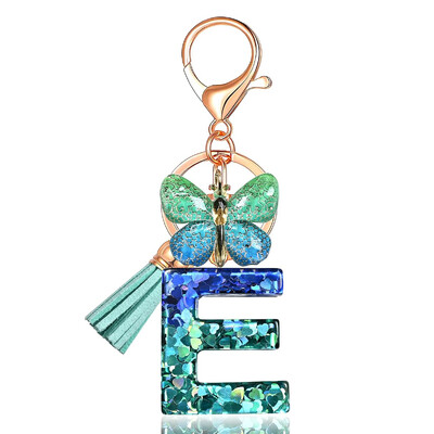 Privjesak s abecedom od smole sa šljokicama Leptir i šarm Poklon za Dan žena Početni privjesak za ključeve Ruksaci Ukrasi za ključeve automobila