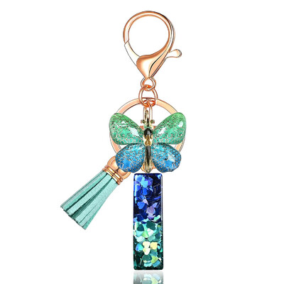 Privjesak s abecedom od smole sa šljokicama Leptir i šarm Poklon za Dan žena Početni privjesak za ključeve Ruksaci Ukrasi za ključeve automobila