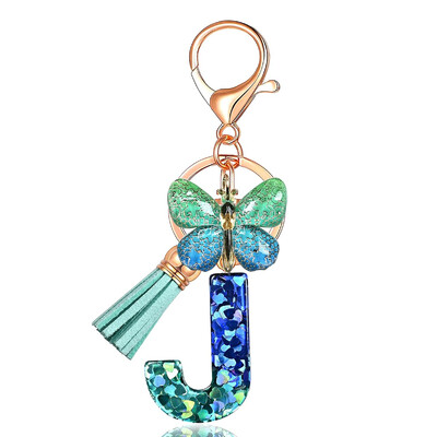 Privjesak s abecedom od smole sa šljokicama Leptir i šarm Poklon za Dan žena Početni privjesak za ključeve Ruksaci Ukrasi za ključeve automobila