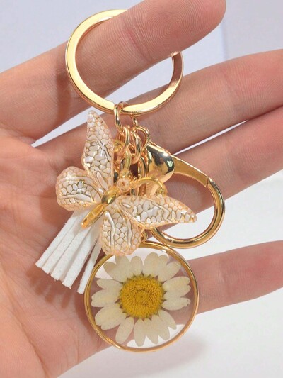 Virágos Pillangó Kulcstartó Aranyos Gyanta kulcstartó Táska Hátizsák Bűbáj Autós Függeszték Fülhallgató Tok Tartozékok Női Lányok Ajándék