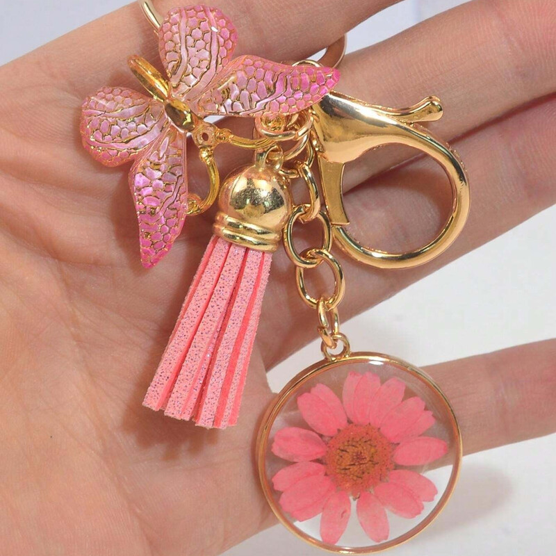 Virágos Pillangó Kulcstartó Aranyos Gyanta kulcstartó Táska Hátizsák Bűbáj Autós Függeszték Fülhallgató Tok Tartozékok Női Lányok Ajándék