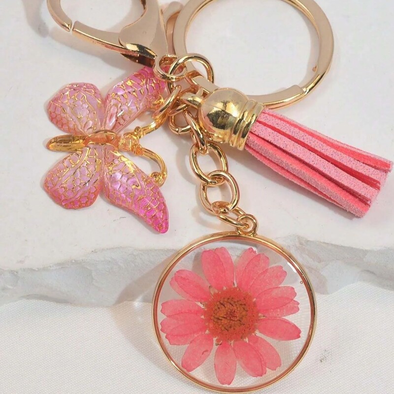 Virágos Pillangó Kulcstartó Aranyos Gyanta kulcstartó Táska Hátizsák Bűbáj Autós Függeszték Fülhallgató Tok Tartozékok Női Lányok Ajándék