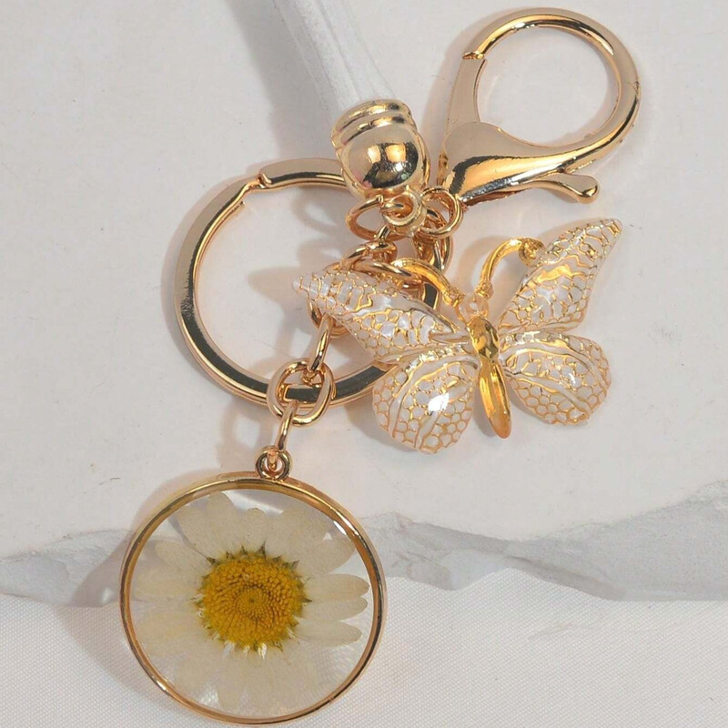 Virágos Pillangó Kulcstartó Aranyos Gyanta kulcstartó Táska Hátizsák Bűbáj Autós Függeszték Fülhallgató Tok Tartozékok Női Lányok Ajándék