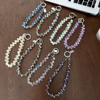 Κομψό Glitter Crystal Bead Κρεμαστό τηλέφωνο με κορδόνι Αποσπώμενο πολύχρωμο μπρελόκ με κρύσταλλο διάφανη τσάντα κρεμαστό κόσμημα για κορίτσια