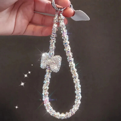 Trumpas deimantinis lankas mobilusis telefonas su juostele Blizganti dirželio apyrankė IPhone 16 dėklas, raktas Universalus virvės krepšio korpuso rinkinys Papuošalai