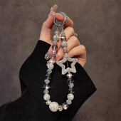 Luksuzna dijamantna zvjezdana perla za mobilni telefon na vrpci za ručni zglob Ženski ručni lanac, kratki anti-gubitak, slatki privjesak za ključeve