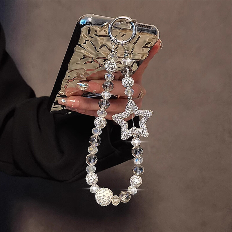 Luksuzna dijamantna zvjezdana perla za mobilni telefon na vrpci za ručni zglob Ženski ručni lanac, kratki anti-gubitak, slatki privjesak za ključeve