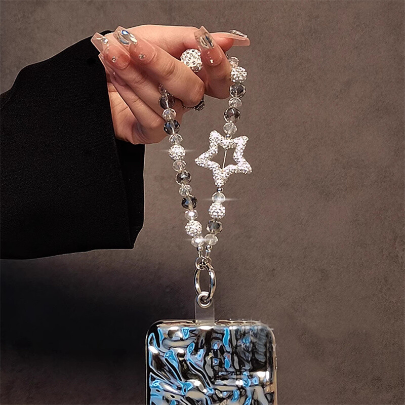 Luksuzna dijamantna zvjezdana perla za mobilni telefon na vrpci za ručni zglob Ženski ručni lanac, kratki anti-gubitak, slatki privjesak za ključeve