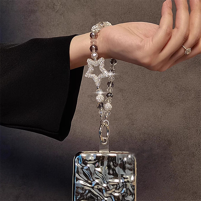 Luksuzna dijamantna zvjezdana perla za mobilni telefon na vrpci za ručni zglob Ženski ručni lanac, kratki anti-gubitak, slatki privjesak za ključeve