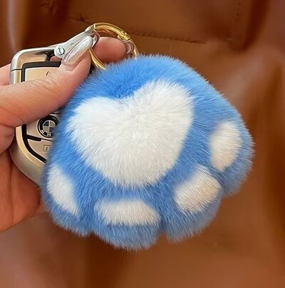 Szép bolyhos macskamancs kulcstartó nerc szőr haj pompon kulcstartó női lányoknak aranyos állat mancs medál kulcstartó táskán autós csecsebecse