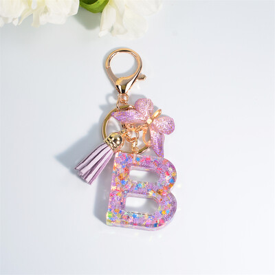 AZ svajingas blizgučių raidžių raktų pakabukas moterims kutas drugelis pakabukas pradinis raktų pakabukas piniginė pakabinamas krepšys žavesys automobilio raktų pakabukas