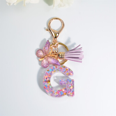 AZ svajingas blizgučių raidžių raktų pakabukas moterims kutas drugelis pakabukas pradinis raktų pakabukas piniginė pakabinamas krepšys žavesys automobilio raktų pakabukas
