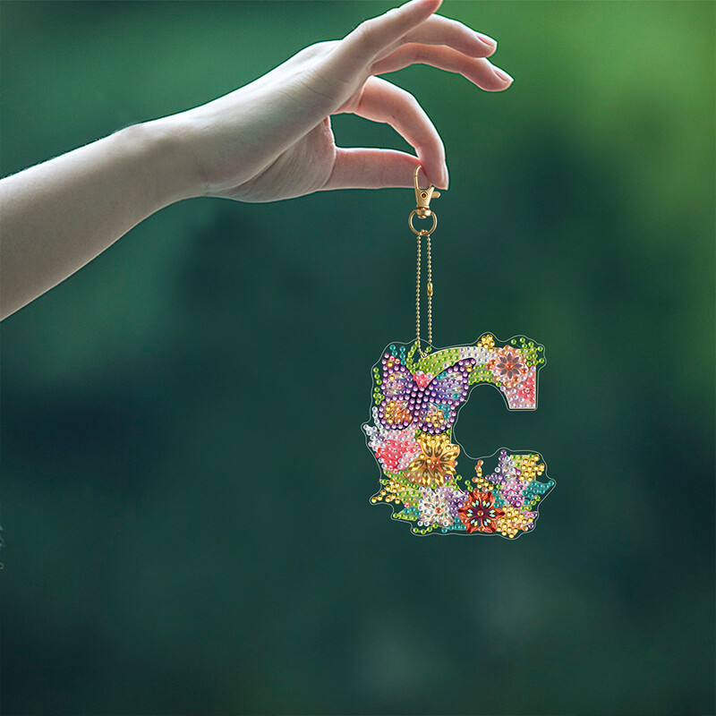 Specialios formos „pasidaryk pats“ deimantinis tapyba raktų pakabuko krepšio ornamentas AZ raidės deimantinis siuvinėjimas kryželiu siuvinėti deimantiniu raktų pakabuku