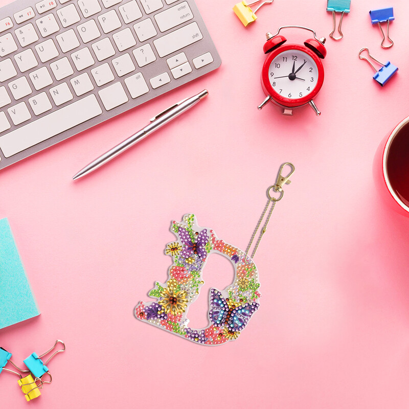 Specialios formos „pasidaryk pats“ deimantinis tapyba raktų pakabuko krepšio ornamentas AZ raidės deimantinis siuvinėjimas kryželiu siuvinėti deimantiniu raktų pakabuku