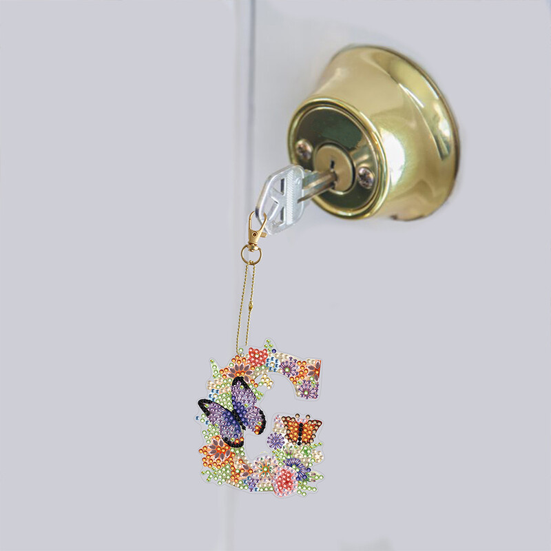 Specialios formos „pasidaryk pats“ deimantinis tapyba raktų pakabuko krepšio ornamentas AZ raidės deimantinis siuvinėjimas kryželiu siuvinėti deimantiniu raktų pakabuku