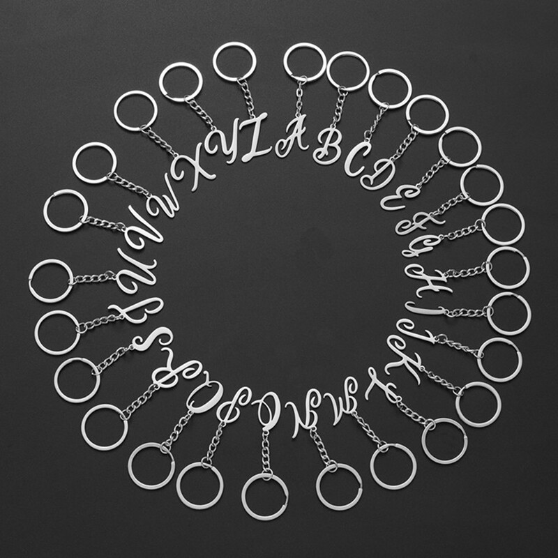 Nerūsējošā tērauda AZ sākuma burtu atslēgu piekariņš atslēgu piekariņš mīļotājiem seno angļu rotaslietas alfabēta kulons automašīnas atslēgu piekariņu soma piederumi