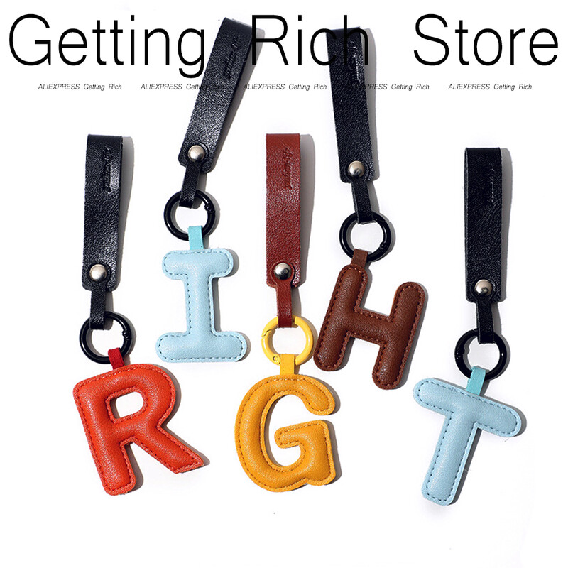 Aranyos PU bőr betűkkel kulcstartó AZ színes kezdőbetűkkel függő karkötővel Női Lányoknak Kézitáskák Pénztárca Bűvészek Kiegészítők