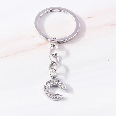 Breloc de modă 26 litere englezești alfabet AZ breloc cristal strasuri aliaj breloc cadou pentru poșete bijuterii bricolaj