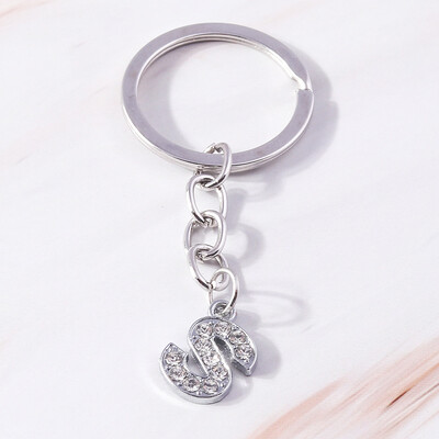 Breloc de modă 26 litere englezești alfabet AZ breloc cristal strasuri aliaj breloc cadou pentru poșete bijuterii bricolaj