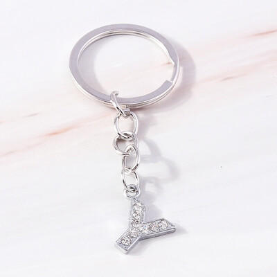 Breloc de modă 26 litere englezești alfabet AZ breloc cristal strasuri aliaj breloc cadou pentru poșete bijuterii bricolaj