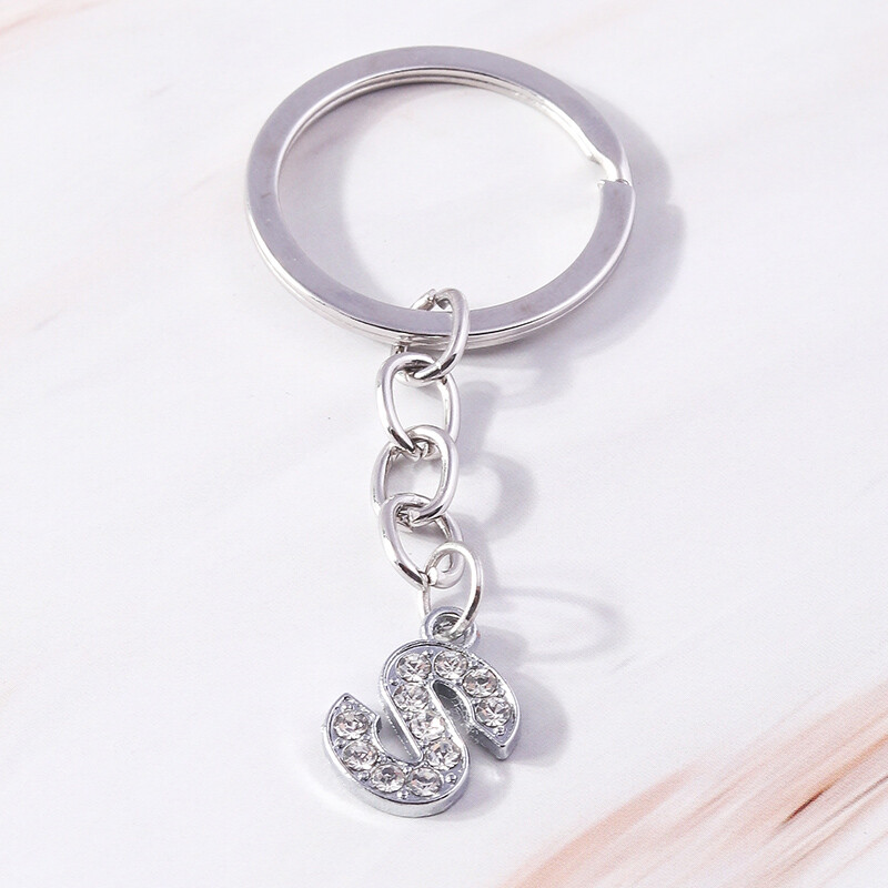 Breloc de modă 26 litere englezești alfabet AZ breloc cristal strasuri aliaj breloc cadou pentru poșete bijuterii bricolaj