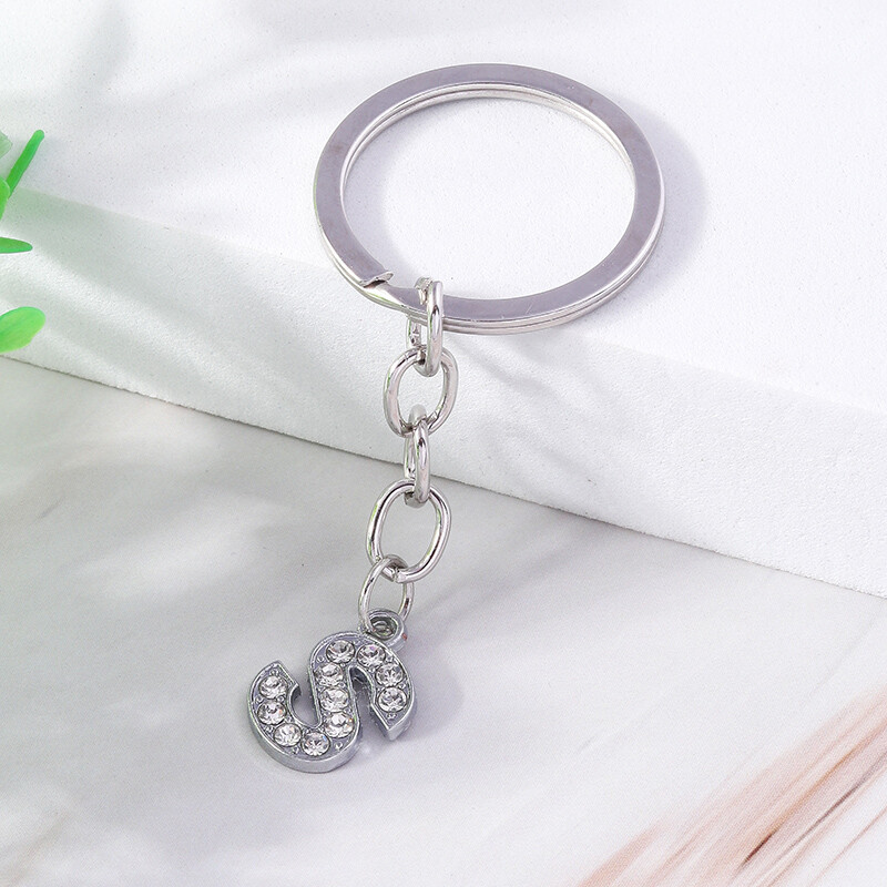 Breloc de modă 26 litere englezești alfabet AZ breloc cristal strasuri aliaj breloc cadou pentru poșete bijuterii bricolaj