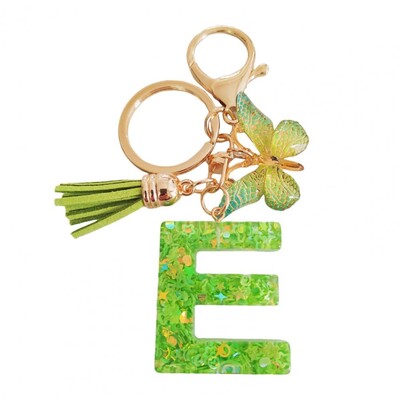 2 bucăți brelocuri cu litere inițiale set de breloc cu pandantiv fluture verde, breloc cu alfabet în relief rafinat, bijuterii, breloc