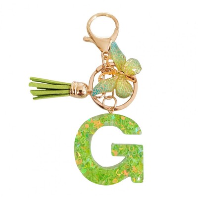 2 bucăți brelocuri cu litere inițiale set de breloc cu pandantiv fluture verde, breloc cu alfabet în relief rafinat, bijuterii, breloc