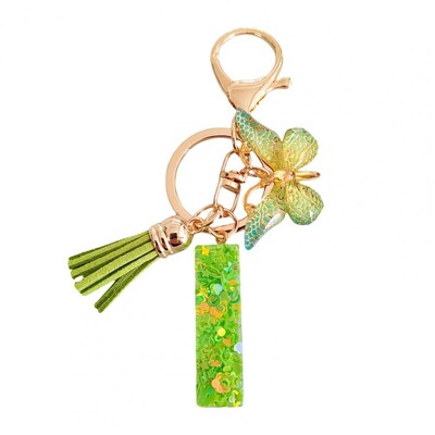 2 bucăți brelocuri cu litere inițiale set de breloc cu pandantiv fluture verde, breloc cu alfabet în relief rafinat, bijuterii, breloc