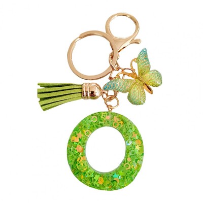 2 bucăți brelocuri cu litere inițiale set de breloc cu pandantiv fluture verde, breloc cu alfabet în relief rafinat, bijuterii, breloc