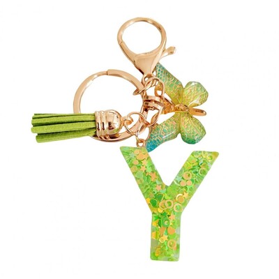 2 bucăți brelocuri cu litere inițiale set de breloc cu pandantiv fluture verde, breloc cu alfabet în relief rafinat, bijuterii, breloc