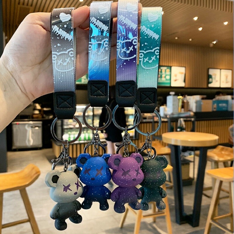 Breloc cu urs drăguț cu cureaua Cel mai bun breloc pentru chei de mașină geanta cu animale rucsac Breloc cu pandantiv cu farmec cadou pentru prieten