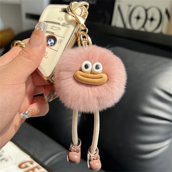 Χονδρική Cute Lazy Rabbit Fur Small Briquettes Keychain Small Briquettes Κρεμαστό μπρελόκ αυτοκινήτου Κορεάτικο βελούδινο μενταγιόν σχολικής τσάντας