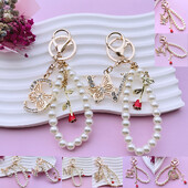 Inițial AZ 26 Fluture Litere majuscule Trandafir Breloc Strasuri Rășină Perle Breloc Cu mărgele Sacoșă Pandantiv Bijuterii Cadou pentru femei