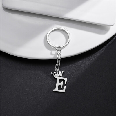 NAUJA Crown 26 inicialų raidžių raktų pakabukas moterims nerūdijančio plieno abėcėlės pakabukas raktų pakabukai mergaičių rankinė Piniginė raktų pakabukas papuošalai