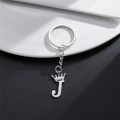 NAUJA Crown 26 inicialų raidžių raktų pakabukas moterims nerūdijančio plieno abėcėlės pakabukas raktų pakabukai mergaičių rankinė Piniginė raktų pakabukas papuošalai