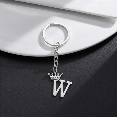 NAUJA Crown 26 inicialų raidžių raktų pakabukas moterims nerūdijančio plieno abėcėlės pakabukas raktų pakabukai mergaičių rankinė Piniginė raktų pakabukas papuošalai