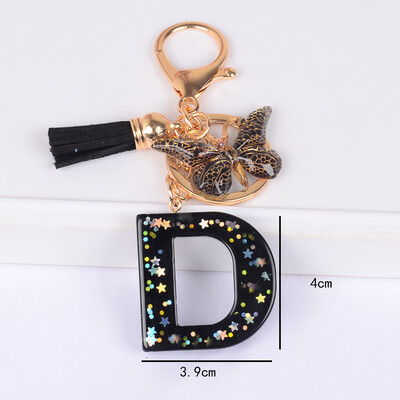 Brelocuri fluture și brelocuri alfabete drăguț stea paiete rășină breloc inel bărbați și femei poșetă geanta rucsac farmec