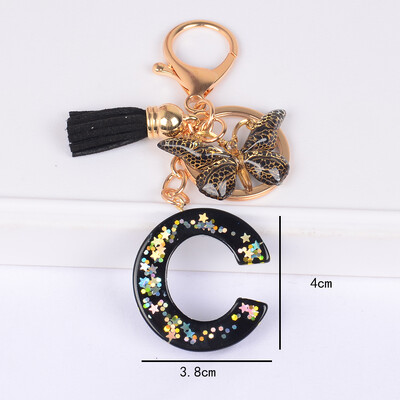 Brelocuri fluture și brelocuri alfabete drăguț stea paiete rășină breloc inel bărbați și femei poșetă geanta rucsac farmec