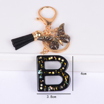 Brelocuri fluture și brelocuri alfabete drăguț stea paiete rășină breloc inel bărbați și femei poșetă geanta rucsac farmec