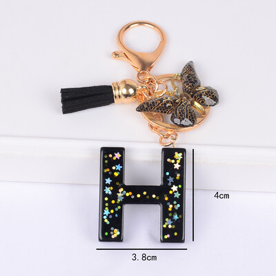 Brelocuri fluture și brelocuri alfabete drăguț stea paiete rășină breloc inel bărbați și femei poșetă geanta rucsac farmec