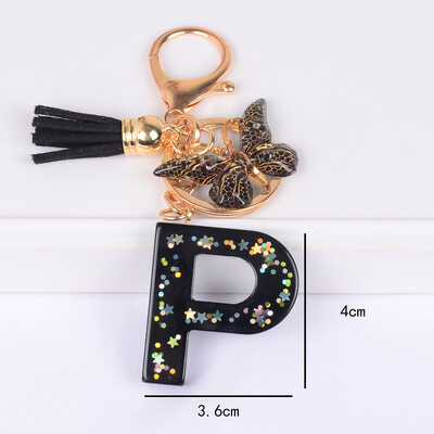 Brelocuri fluture și brelocuri alfabete drăguț stea paiete rășină breloc inel bărbați și femei poșetă geanta rucsac farmec