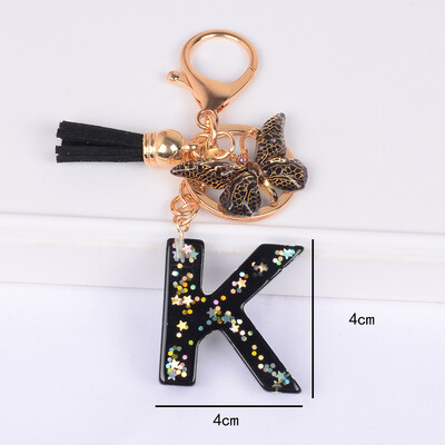 Brelocuri fluture și brelocuri alfabete drăguț stea paiete rășină breloc inel bărbați și femei poșetă geanta rucsac farmec